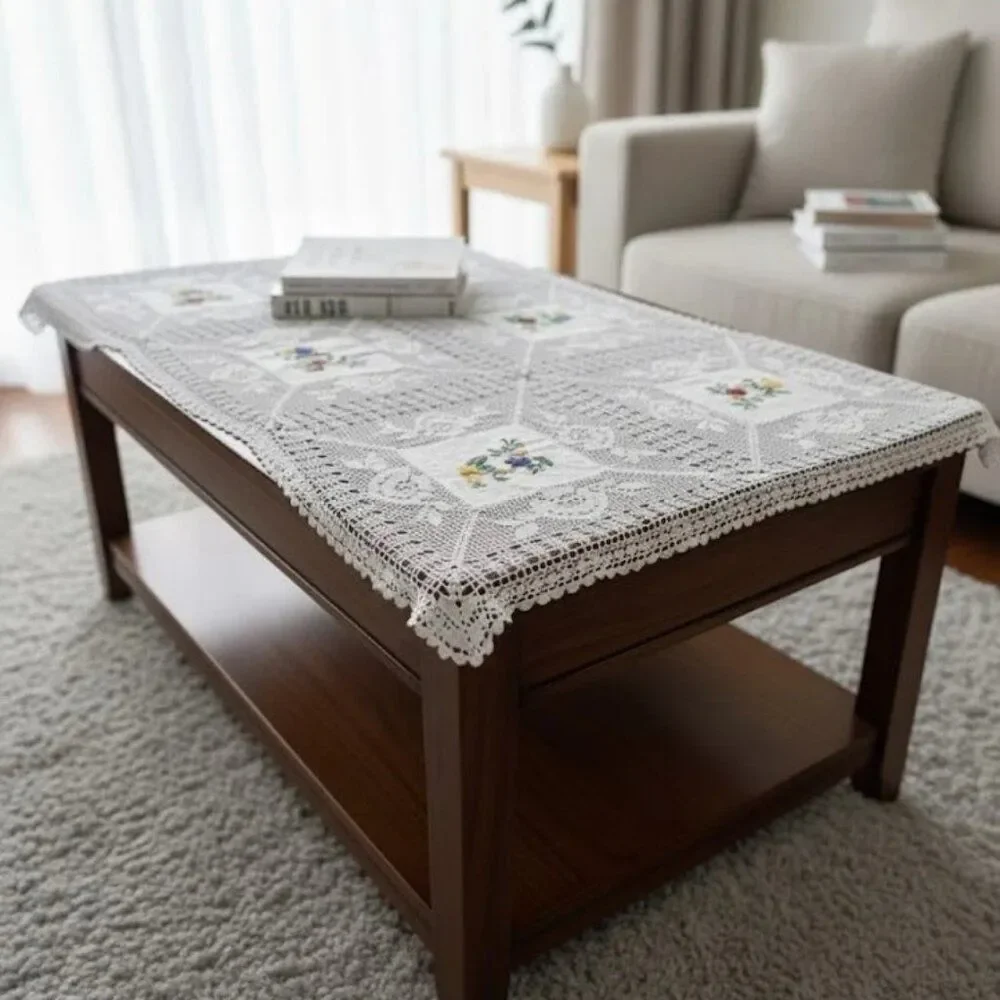 Vintage Hand-Crocheted Lace Tablecloth 60